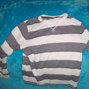 Toddler 5 Longsleved Grey/White Stripe Shirt